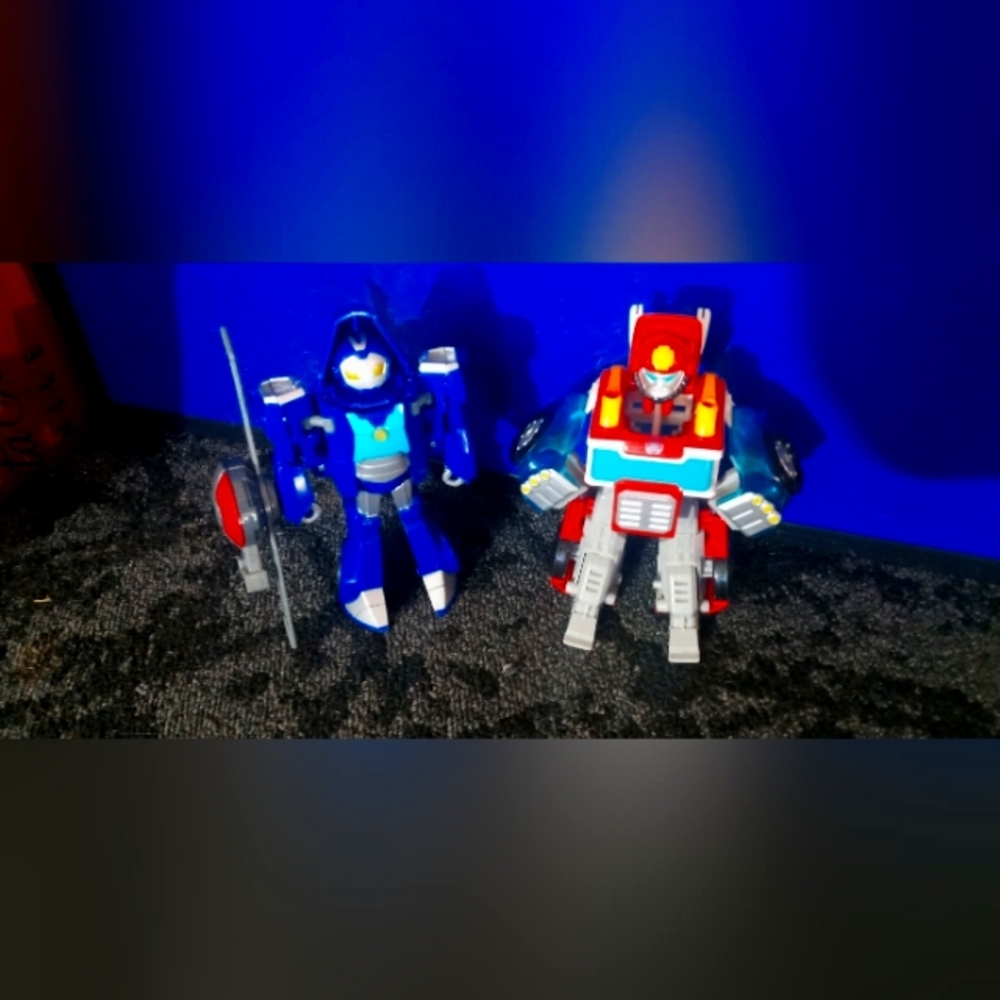 Transformers playschool blue and Red Kids Robot Heroes Action Figure Duo set